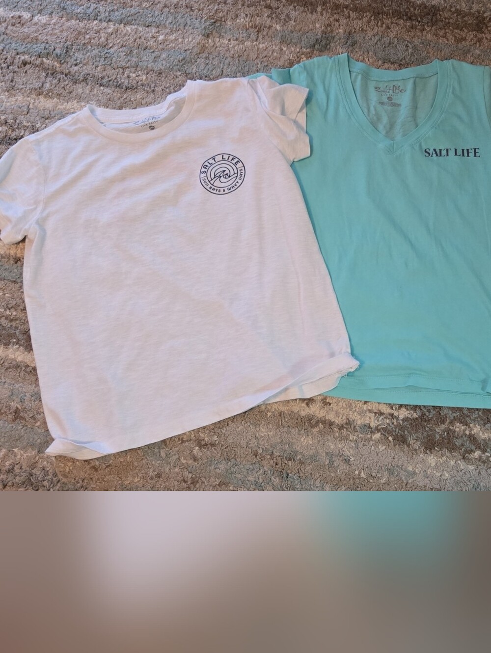 Salt Life Kids Short Sleeve Tees - White & Aqua Blue